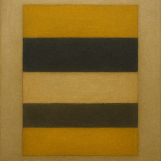Stacked Horizon Blocks in Mustard & Charcoal No. 2 Oil Painting - View 1