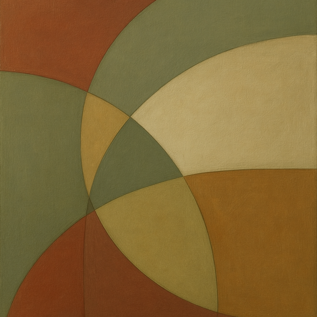 Intersecting Curved Forms in Olive & Rust No. 16 Oil Painting 100% Hand Painted Oil on Belgian Linen Canvas, Original Fine Art Wall Decor