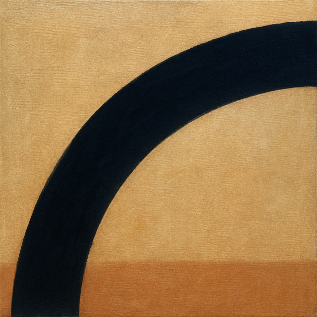 Navy Indigo & Warm Sand Sweep No. 2 - Modern Fine Art Oil Painting - View 1