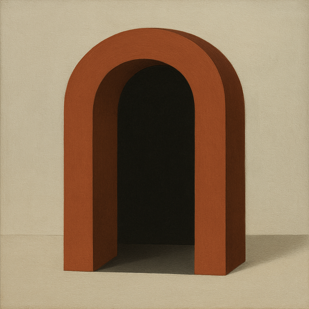 Terracotta Clay & Cream Arch No. 4 - Modern Fine Art Oil Painting - View 1