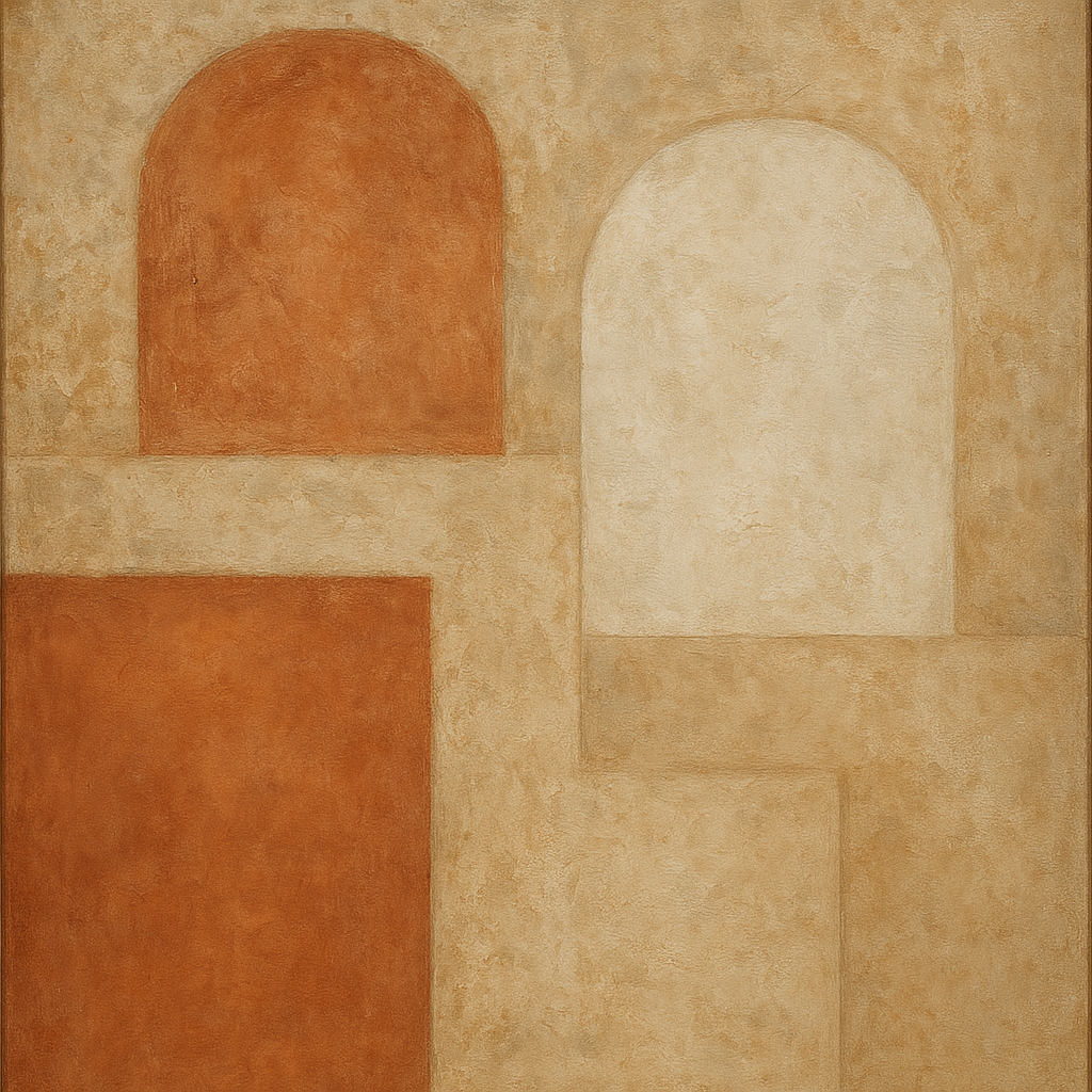 Earthy Terracotta & Weathered Plaster Wash No. 9 Oil Painting - View 1