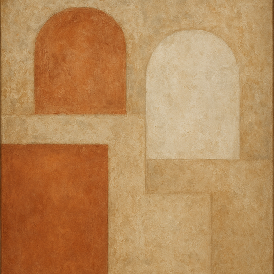 Earthy Terracotta & Weathered Plaster Wash No. 9 Oil Painting 100% Hand Painted Oil on Belgian Linen Canvas, Original Fine Art Wall Decor