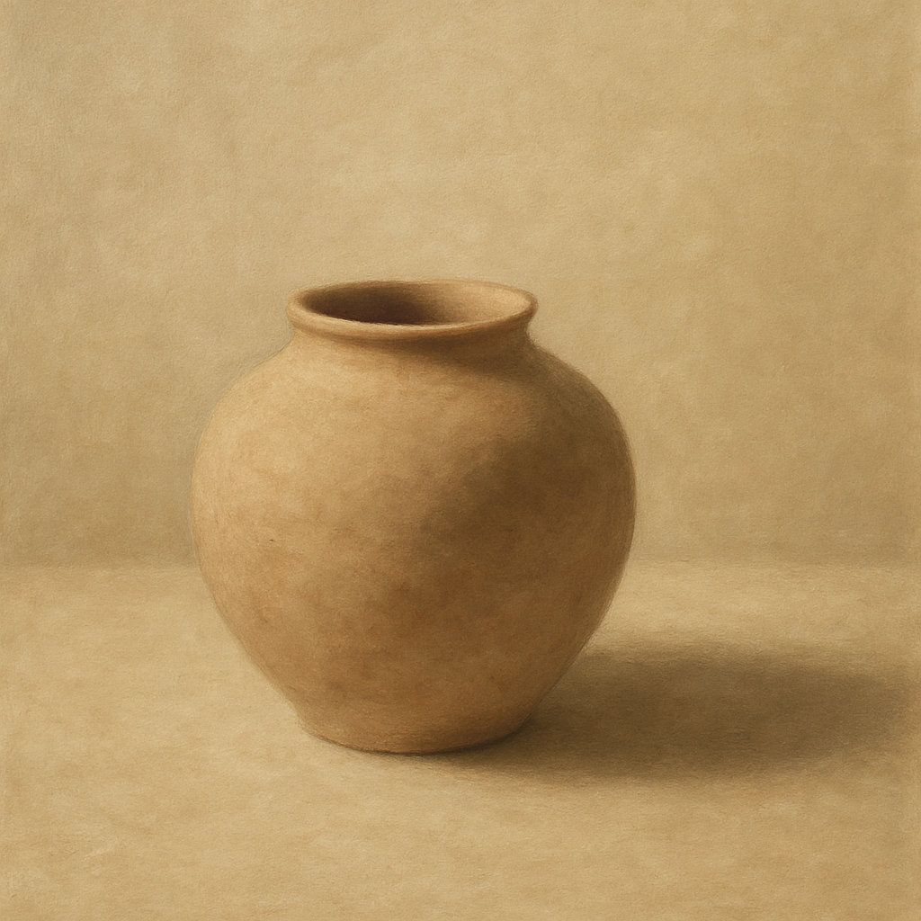 Organic Clay Vessel & Solitary Shadow No. 22 Oil Painting - View 1