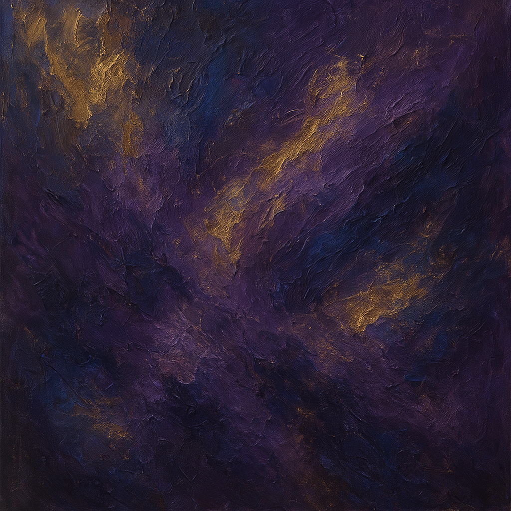 Amethyst Shadow & Celestial Gold No. 4 Oil Painting - 100% Hand-Painted Master Oil Painting