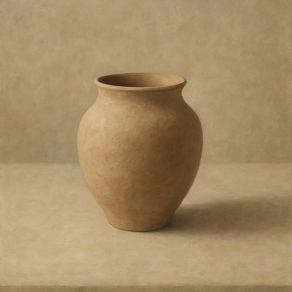Organic Clay Vessel & Solitary Shadow No. 16 Oil Painting - View 1