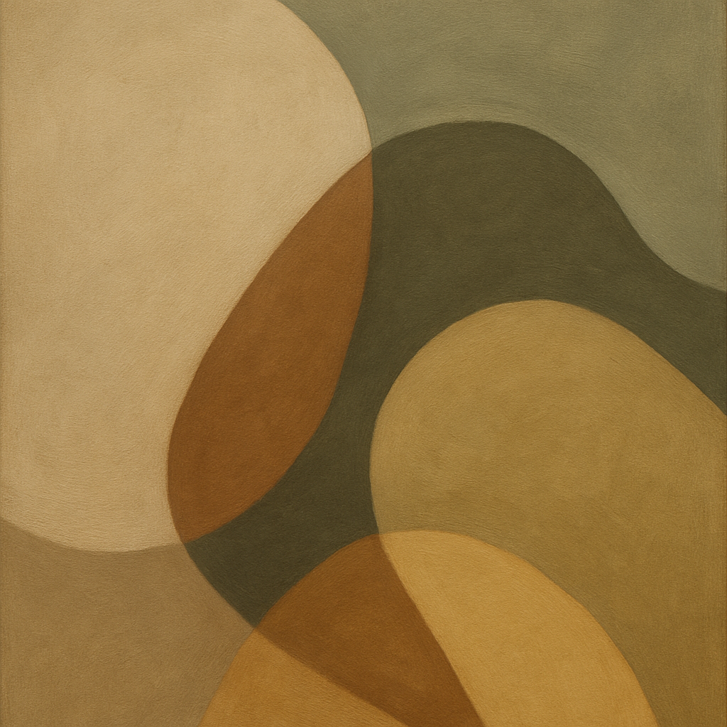 Organic Curved Shapes in Neutral Earth Pigments No. 8 Fine Art Oil Painting - View 1