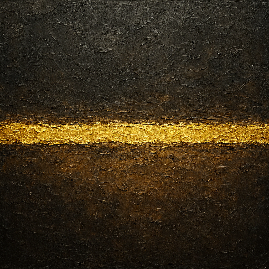 Gilded Horizon in Charcoal & Gold Leaf Oil Painting - View 1