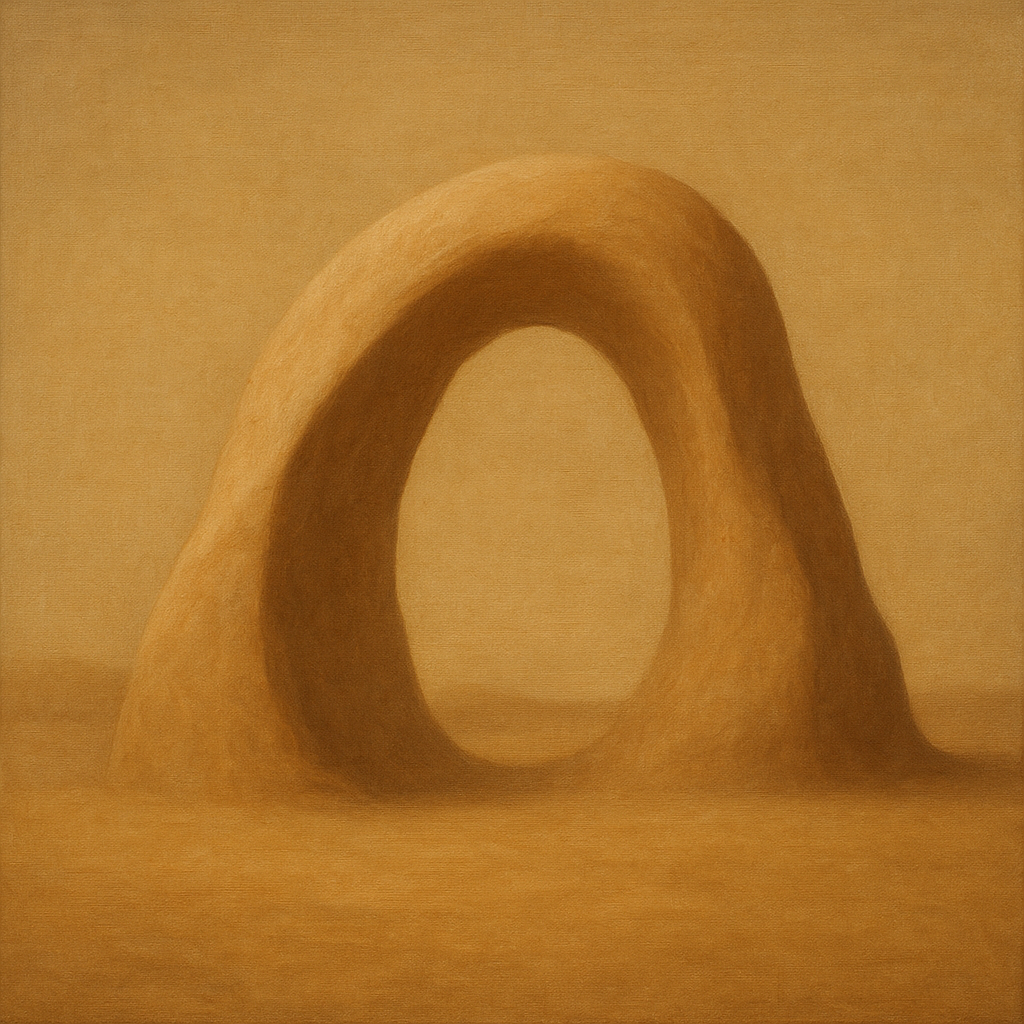 Warm Beige Travertine Arch No. 1 - Modern Fine Art Oil Painting - View 1