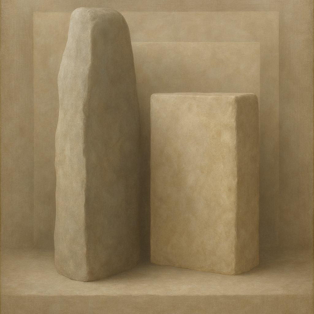 Driftwood Grey & Weathered Stone Monolith No. 26 Oil Painting - View 1