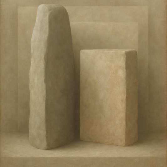 Driftwood Grey & Weathered Stone Monolith No. 26 Oil Painting 100% Hand Painted Oil on Belgian Linen Canvas, Original Fine Art Wall Decor