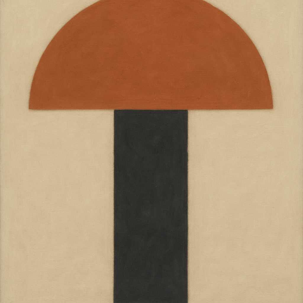 Semicircle Horizon & Minimalist Pillar No. 12 Oil Painting - View 1