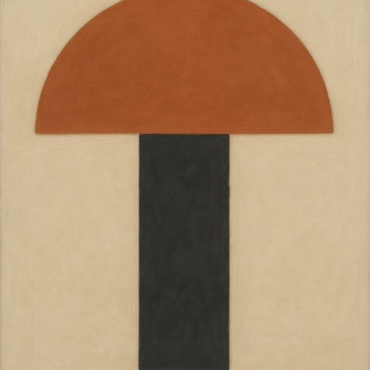 Semicircle Horizon & Minimalist Pillar No. 12 Oil Painting 100% Hand Painted Oil on Belgian Linen Canvas, Original Fine Art Wall Decor