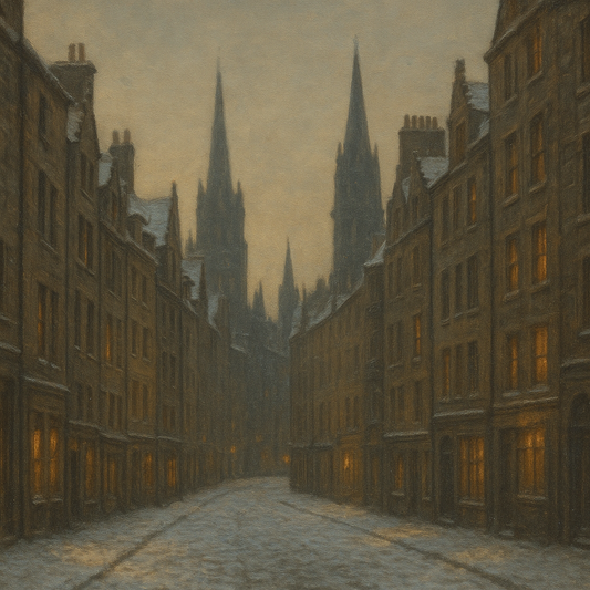 Edinburgh Old Town Royal Mile in Snow No. 23 Oil Painting 100% Hand Painted Oil on Belgian Linen Canvas, Original Fine Art Wall Decor
