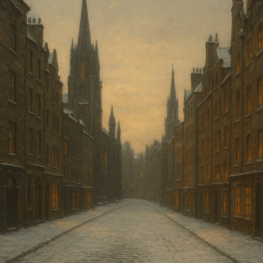 Edinburgh Old Town Royal Mile in Snow No. 12 Oil Painting 100% Hand Painted Oil on Belgian Linen Canvas, Original Fine Art Wall Decor