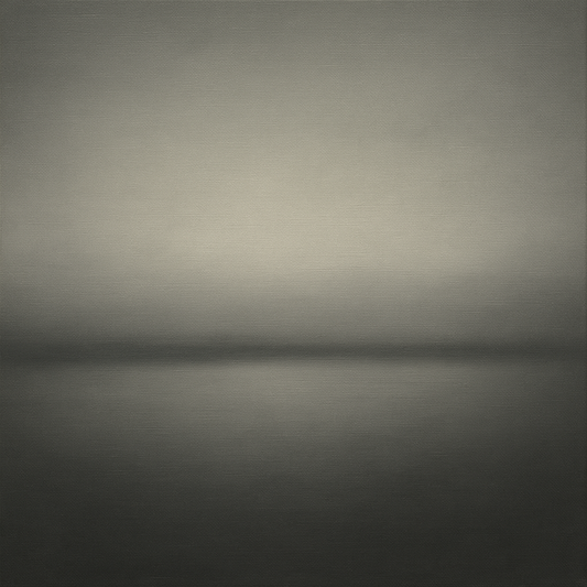Monochrome Charcoal Drift & Soft Sfumato Horizon No. 8 Oil Painting 100% Hand Painted Oil on Belgian Linen Canvas, Original Fine Art Wall Decor