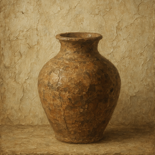 Weathered Clay Vessel Wabi-Sabi Oil Painting - 100% Hand-Painted Master Oil Painting