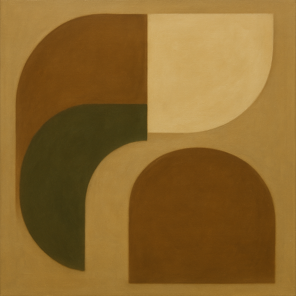 Minimalist Asymmetrical Balance in Raw Umber No. 8 Oil Painting - View 1