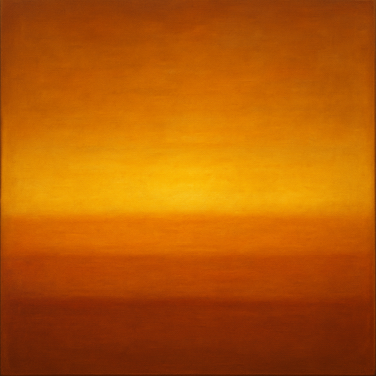 Warm Amber & Raw Sienna Sunset Meditation No. 3 Oil Painting 100% Hand Painted Oil on Belgian Linen Canvas, Original Fine Art Wall Decor