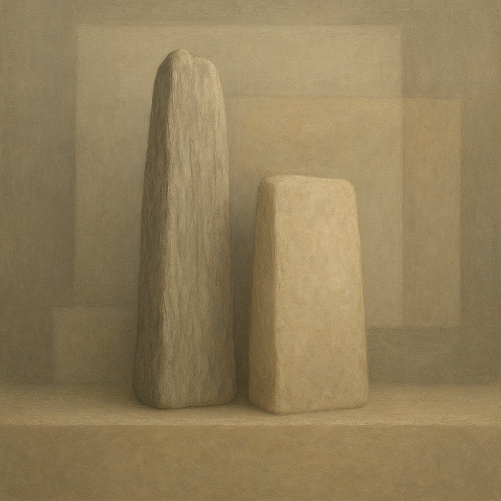Driftwood Grey & Weathered Stone Monolith No. 2 Oil Painting - View 1