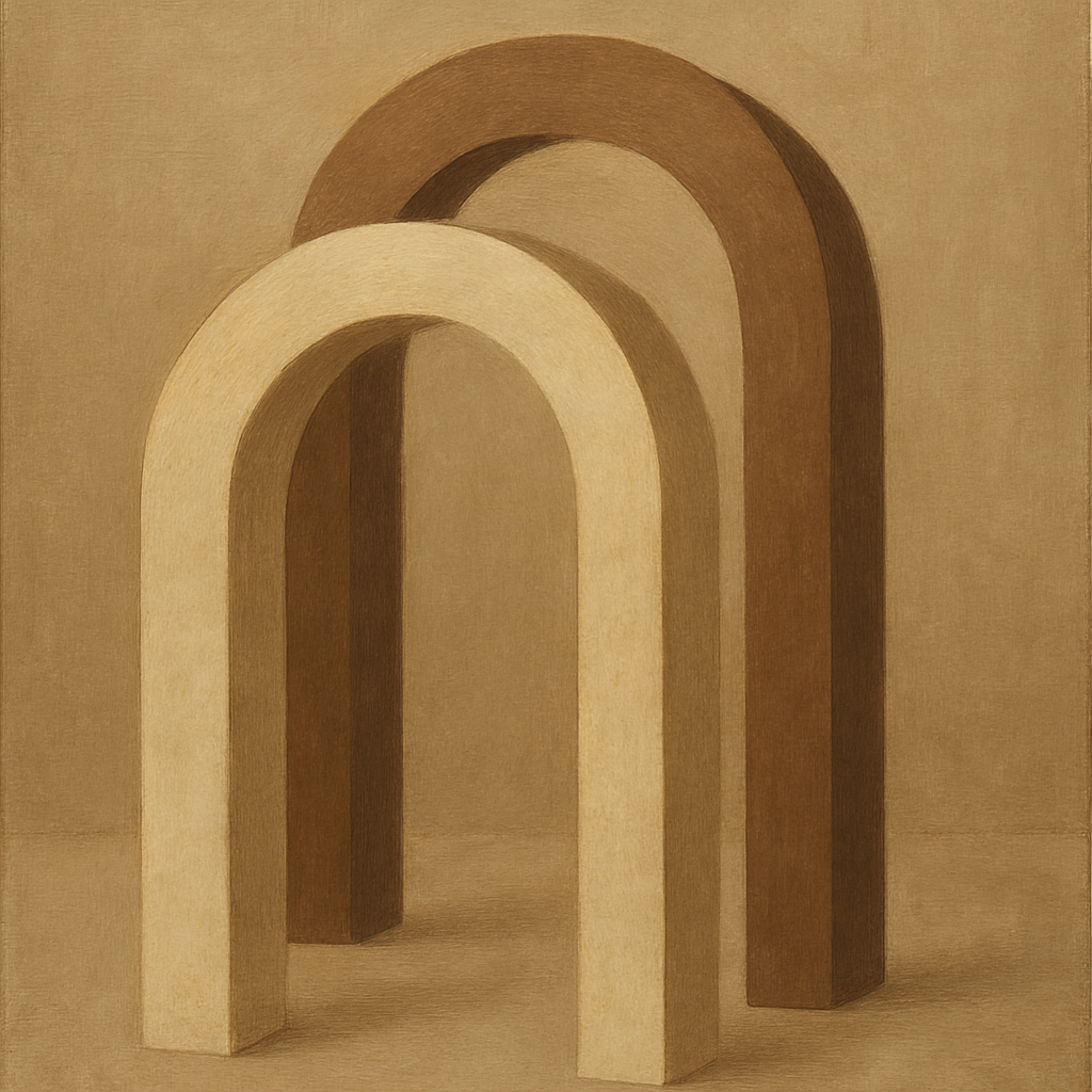 Minimalist Japandi Archways No. 10 - Modern Fine Art Oil Painting - View 1