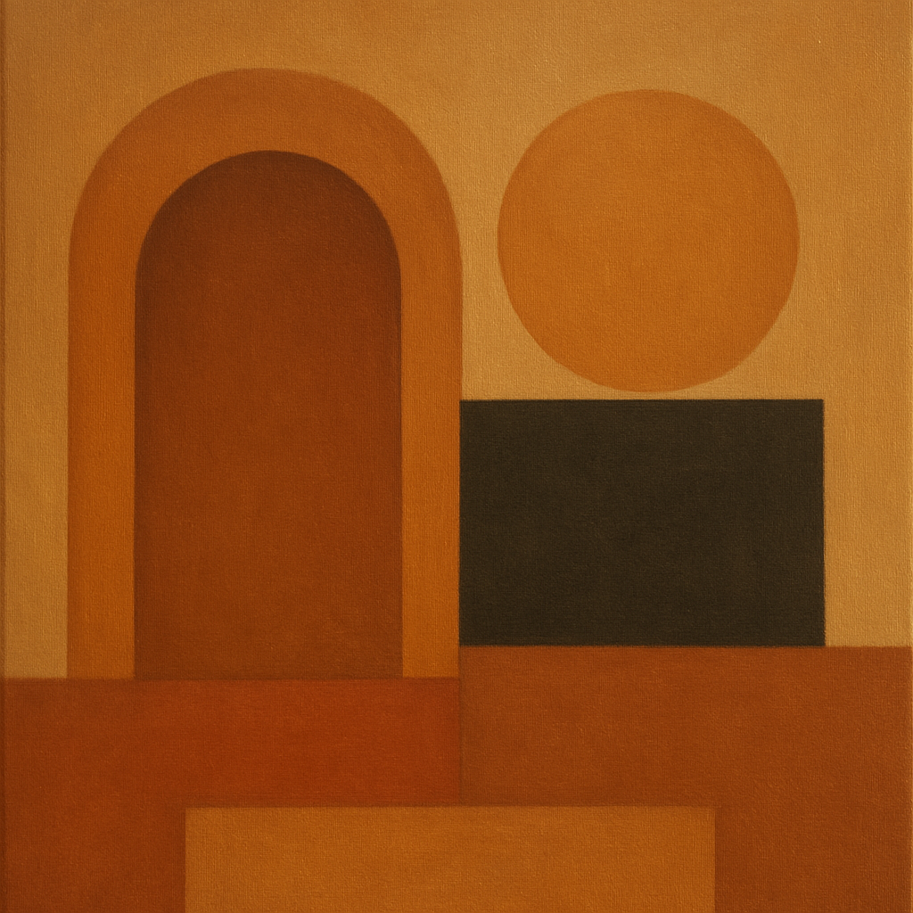 Arch & Circle Equilibrium in Warm Earth Tones No. 17 Oil Painting - View 1