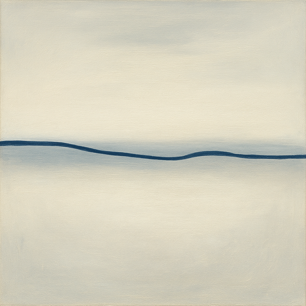 Minimalist Continuous Line Horizon in Deep Indigo No. 6 Fine Art Oil Painting - View 1