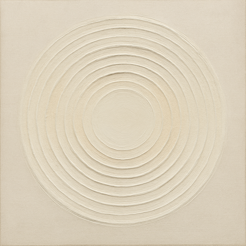 Concentric Zen Circles in Ivory No. 8 - Modern Fine Art Oil Painting - View 1
