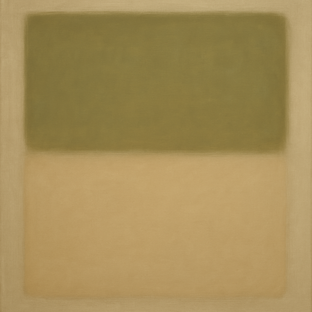 Sage Olive & Pale Sandstone Minimalist Harmony No. 26 Oil Painting 100% Hand Painted Oil on Belgian Linen Canvas, Original Fine Art Wall Decor
