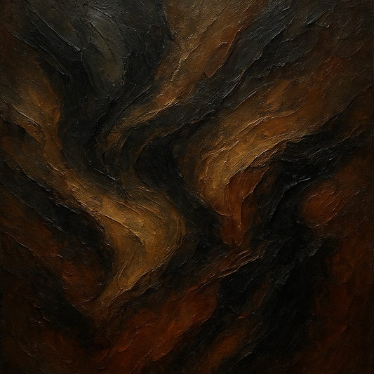 Smoky Topaz & Charred Wood Abstract No. 4 Oil Painting - 100% Hand-Painted Master Oil Painting