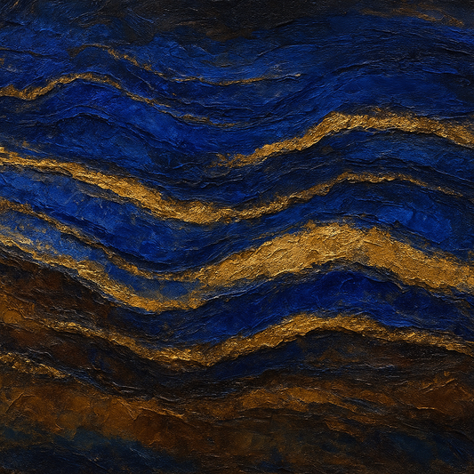 Royal Lapis Lazuli & Gold Leaf Strata No. 2 Oil Painting - 100% Hand-Painted Master Oil Painting