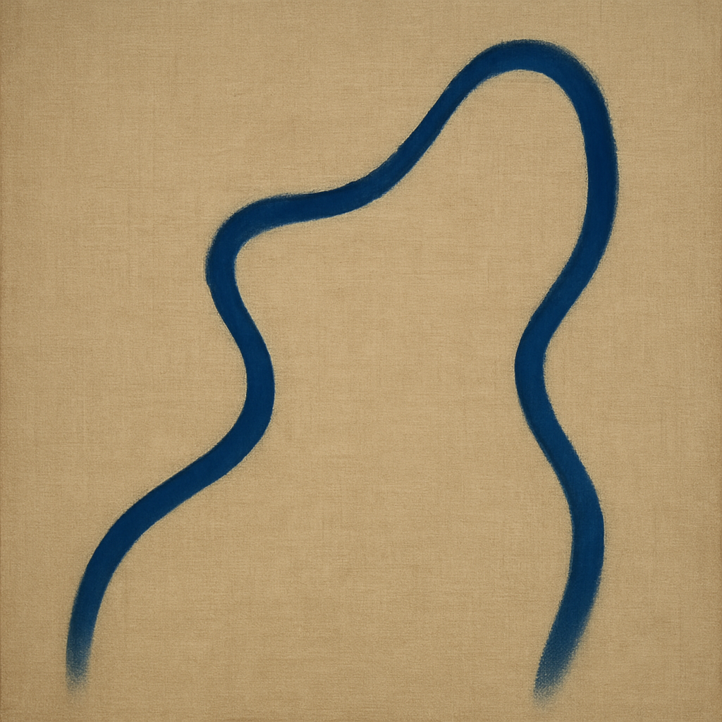 Cobalt Blue & Pale Oat Contour No. 8 - Modern Fine Art Oil Painting - View 1