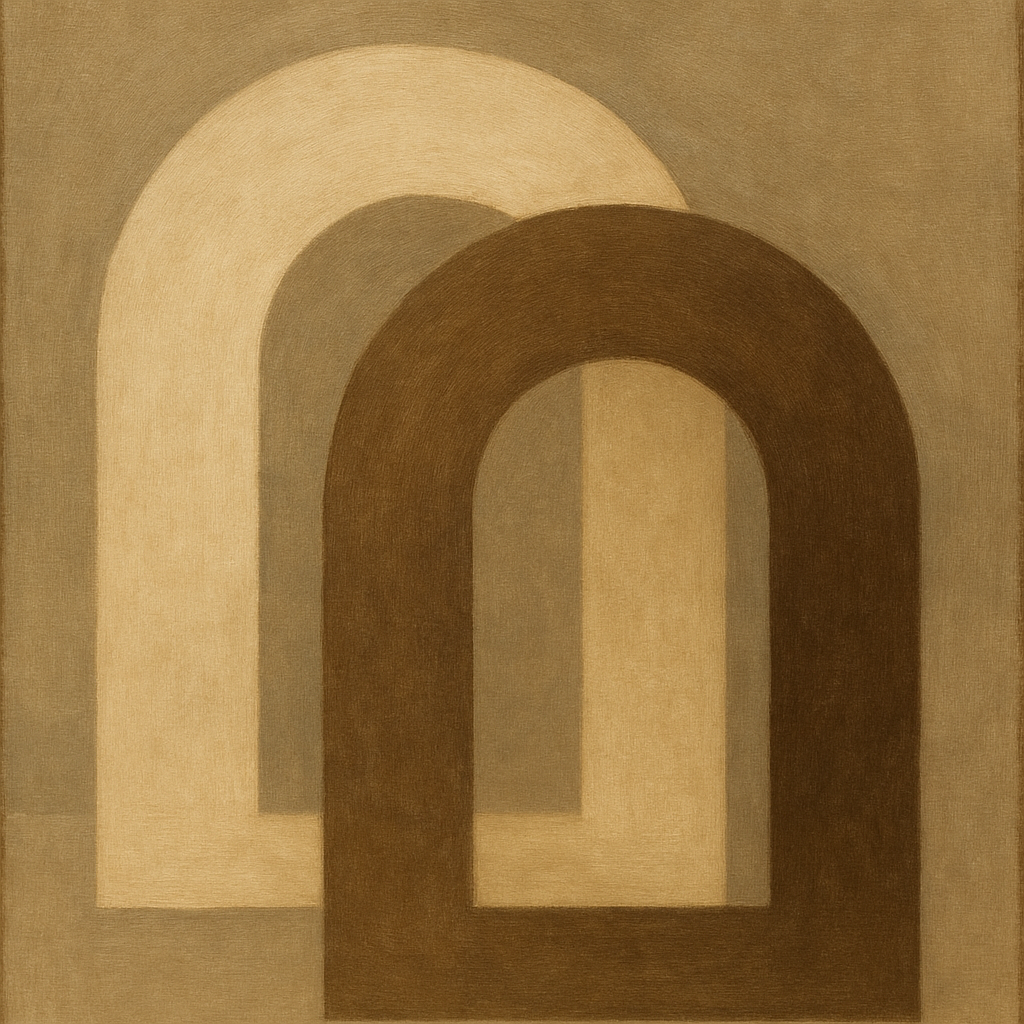 Minimalist Japandi Archways No. 10 - Modern Fine Art Oil Painting - View 1