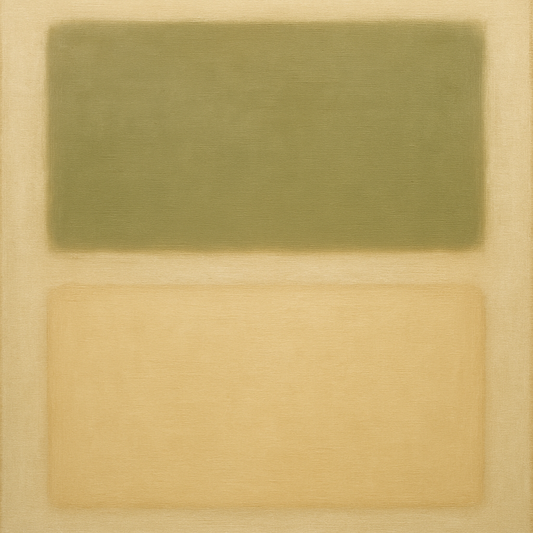 Sage Olive & Pale Sandstone Minimalist Harmony No. 19 Oil Painting 100% Hand Painted Oil on Belgian Linen Canvas, Original Fine Art Wall Decor