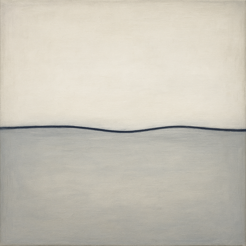 Minimalist Continuous Line Horizon in Deep Indigo No. 15 Fine Art Oil Painting - View 1