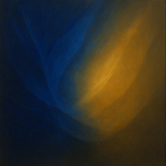 Lapis Lazuli & Golden Ochre Luminous Field No. 15 Oil Painting 100% Hand Painted Oil on Belgian Linen Canvas, Original Fine Art Wall Decor