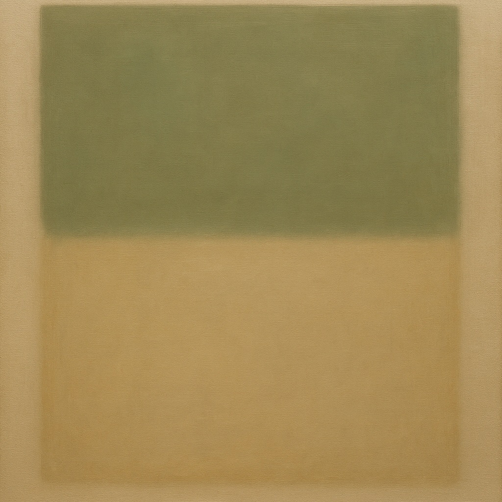 Sage Olive & Pale Sandstone Minimalist Harmony No. 18 Oil Painting 100% Hand Painted Oil on Belgian Linen Canvas, Original Fine Art Wall Decor