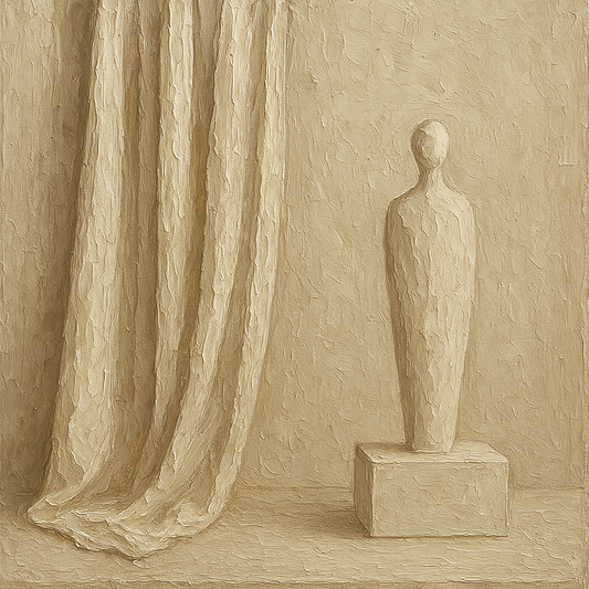 Monochrome Linen Fold Minimalist Oil Painting - View 1