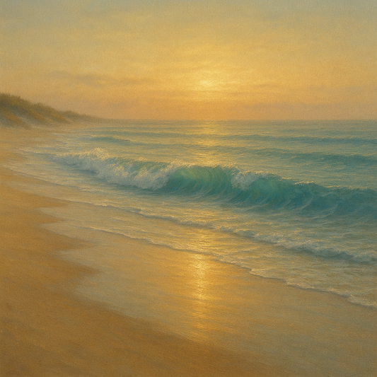 Gentle Breaking Waves & Wet Beach Reflection No. 9 Oil Painting 100% Hand Painted Oil on Belgian Linen Canvas, Original Fine Art Wall Decor