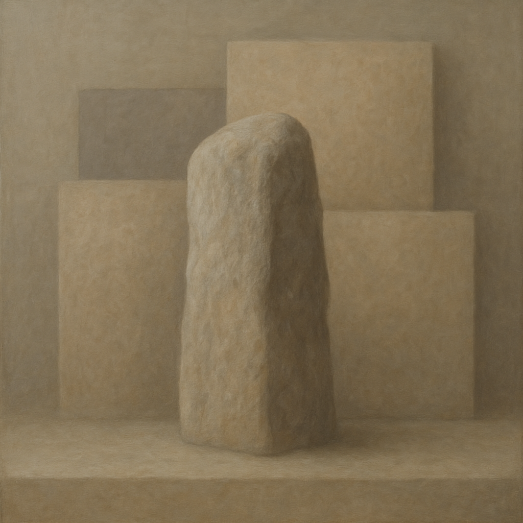 Driftwood Grey & Weathered Stone Monolith No. 12 Oil Painting - View 1
