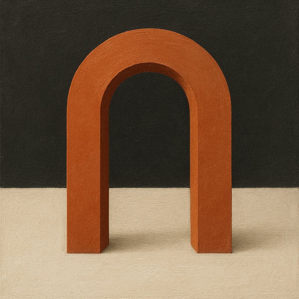 Terracotta Clay & Cream Arch No. 4 - Modern Fine Art Oil Painting - View 1