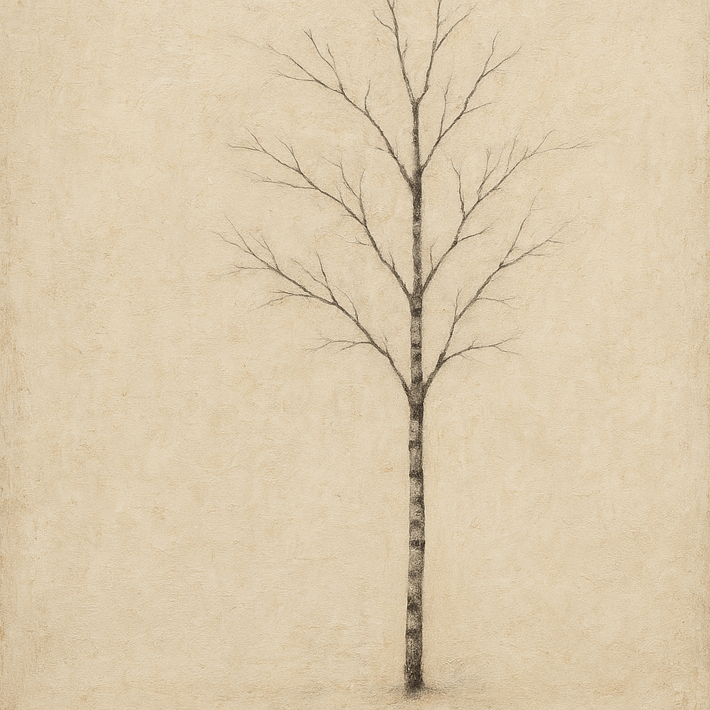 Nordic Birch Silhouette Minimalist Oil Painting - 100% Hand-Painted Master Oil Painting
