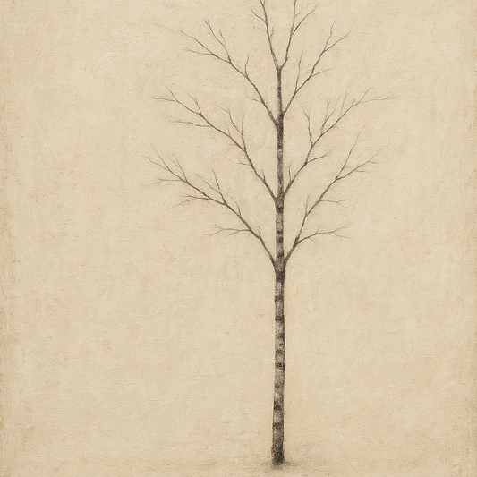 Nordic Birch Silhouette Minimalist Oil Painting - 100% Hand-Painted Master Oil Painting