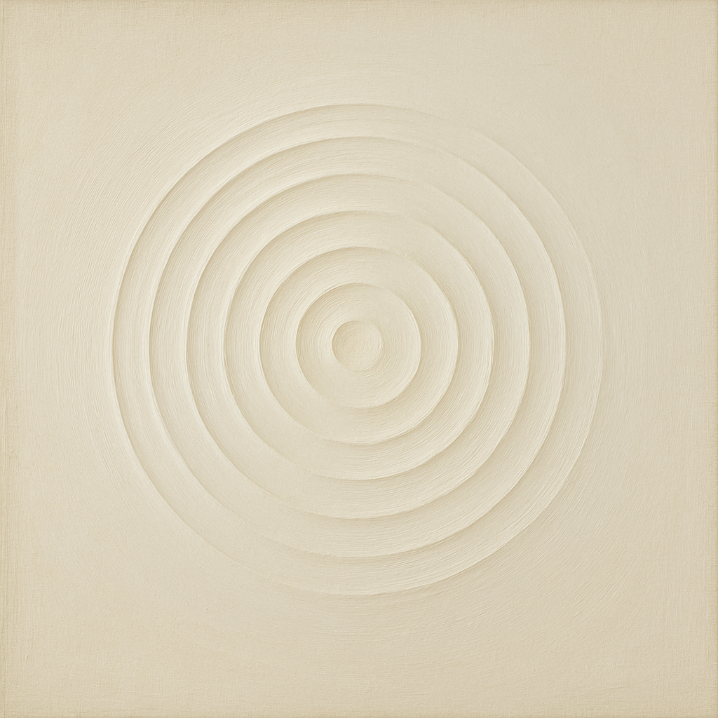 Concentric Zen Circles in Ivory No. 8 - Modern Fine Art Oil Painting - View 1