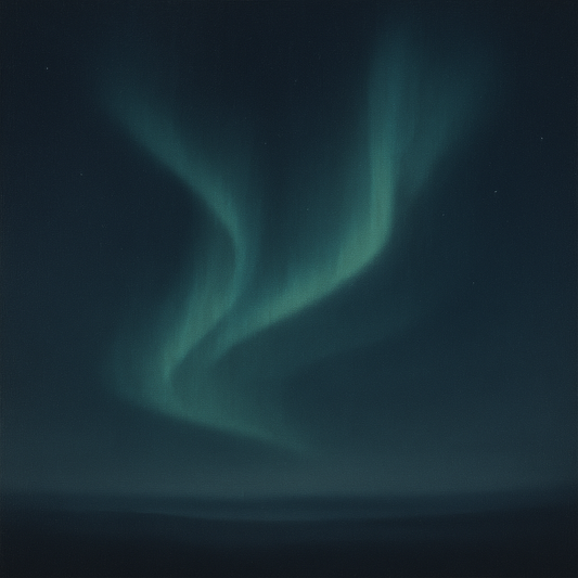 Aurora Borealis Veil in Deep Midnight Indigo No. 4 Oil Painting 100% Hand Painted Oil on Belgian Linen Canvas, Original Fine Art Wall Decor