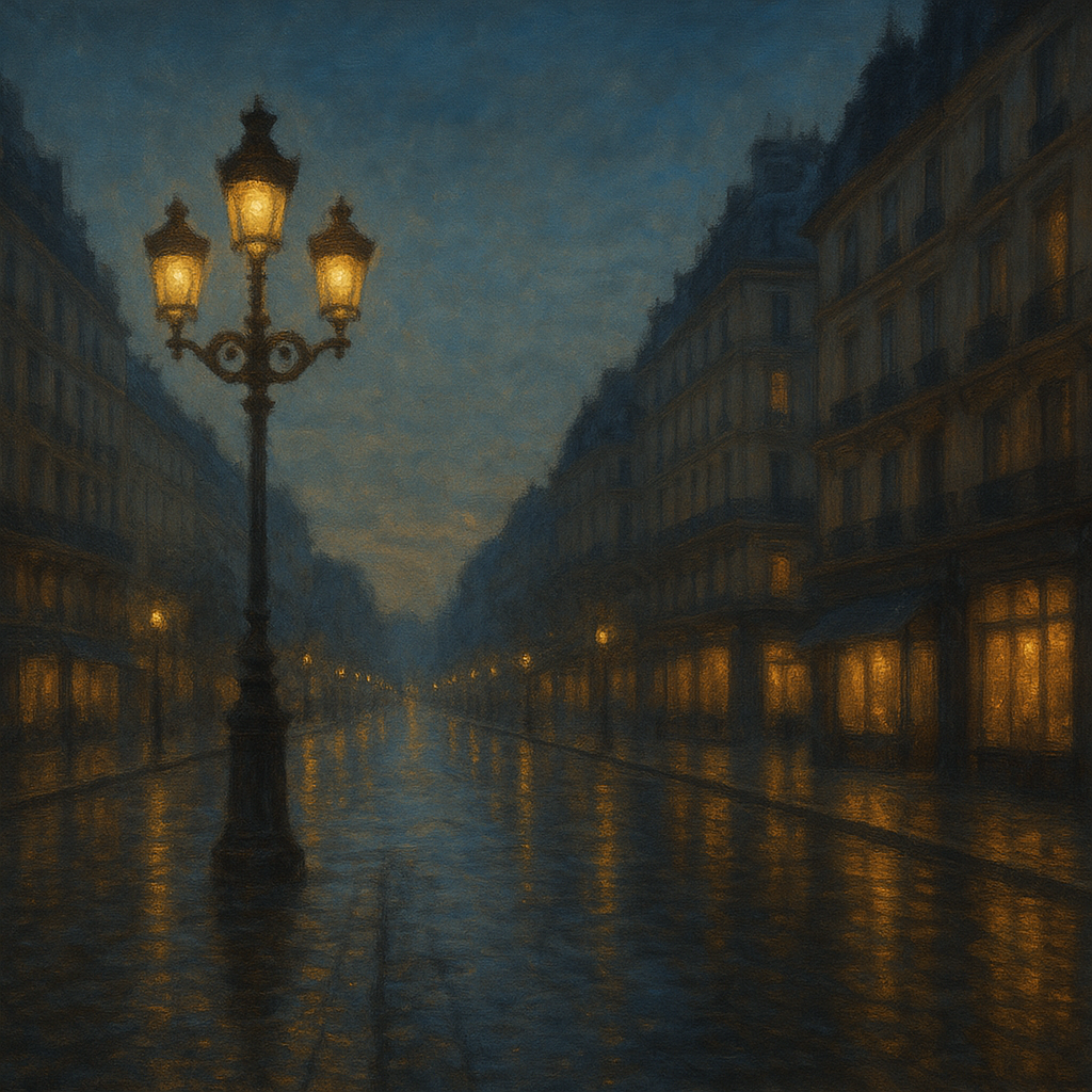 Rainy Parisian Boulevard at Twilight No. 17 Oil Painting - View 1