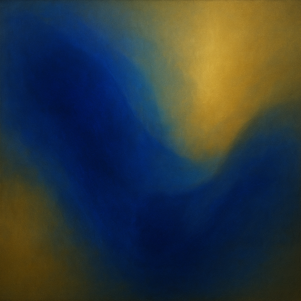 Lapis Lazuli & Golden Ochre Luminous Field No. 10 Oil Painting 100% Hand Painted Oil on Belgian Linen Canvas, Original Fine Art Wall Decor
