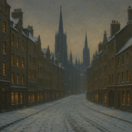 Edinburgh Old Town Royal Mile in Snow No. 22 Oil Painting 100% Hand Painted Oil on Belgian Linen Canvas, Original Fine Art Wall Decor