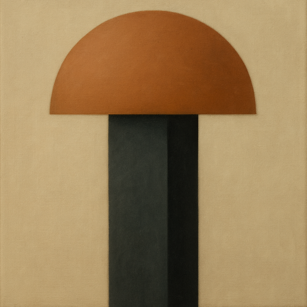 Semicircle Horizon & Minimalist Pillar No. 6 Oil Painting 100% Hand Painted Oil on Belgian Linen Canvas, Original Fine Art Wall Decor