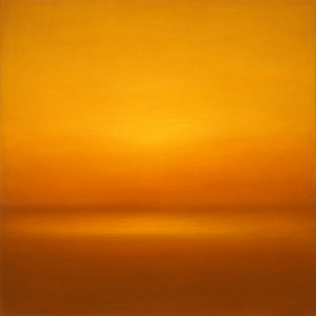Warm Amber & Raw Sienna Sunset Meditation No. 25 Oil Painting 100% Hand Painted Oil on Belgian Linen Canvas, Original Fine Art Wall Decor
