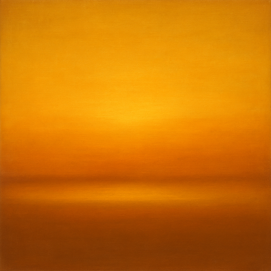 Warm Amber & Raw Sienna Sunset Meditation No. 25 Oil Painting 100% Hand Painted Oil on Belgian Linen Canvas, Original Fine Art Wall Decor